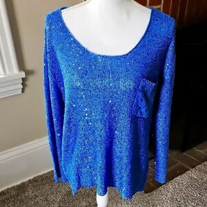 Vintage Cartise Blue Sequin Women's Sweater